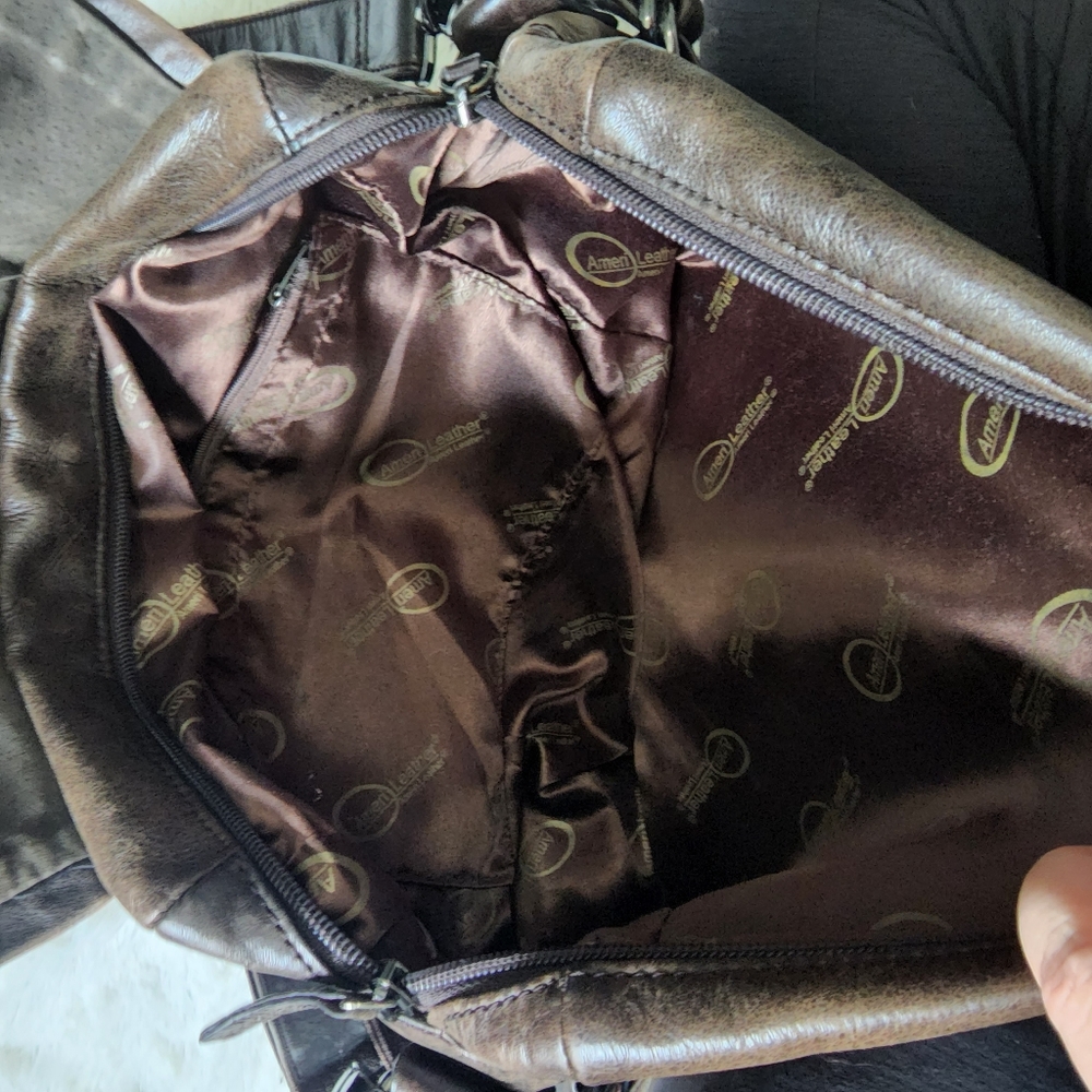 Ameri Leather Dark Brown Genuine Leather Backpack… - image 6